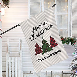 Plaid & Print Personalized Christmas House Flag