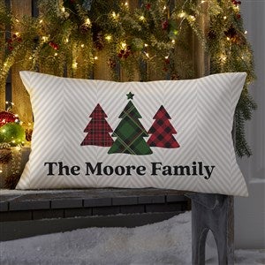 Plaid & Print Personalized Lumbar Outdoor Throw Pillow - 12x22