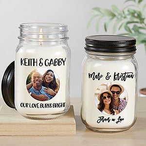 Romantic Photo Message Personalized Farmhouse Candle Jar
