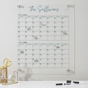 Personalized Clear Acrylic Vertical 2 Month Wall Calendar