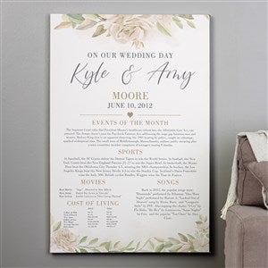 Floral Anniversary Personalized Canvas Print- 28 x 42