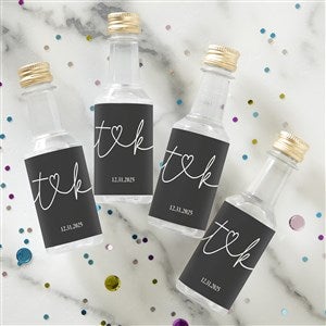 Drawn Together By Love Personalized Mini Champagne Labels - 1 Set of 12