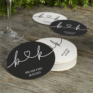 Drawn Together By Love Personalized Paper Coasters - 12 Coasters