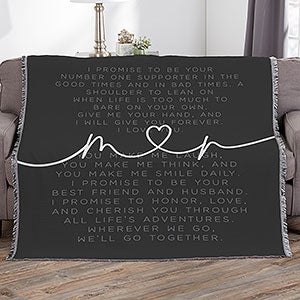 Drawn Together By Love Personalized Wedding Vows 56x60 Woven Throw