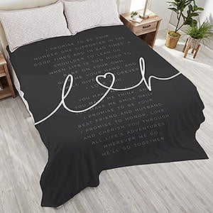 Drawn Together By Love Personalized Wedding Vows 108x90 King Fleece Blanket