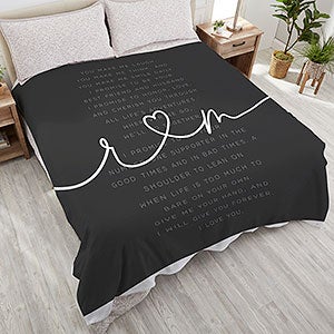 Drawn Together By Love Personalized Wedding Vows 90x90 Queen Fleece Blanket