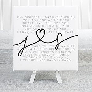 Drawn Together Personalized Wedding Vows Mini Canvas Print