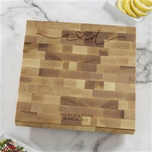 Drawn Together By Love Personalized 12x12 Butcher Block Cutting Board