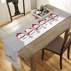 Snowman Family Personalized Christmas Table Runner - 16x60