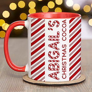 Candy Cane Lane Personalized Christmas Hot Cocoa Mug 11oz Red