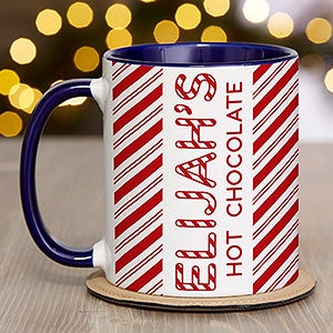 Candy Cane Lane Personalized Christmas Hot Cocoa Mug 11oz Blue