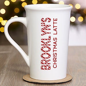 Candy Cane Lane Personalized Christmas Latte Mug 16oz White