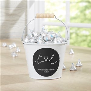 Drawn Together By Love Personalized Mini Metal Bucket White