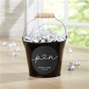 Drawn Together By Love Personalized Mini Metal Bucket Black