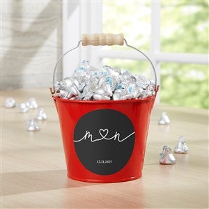 Drawn Together By Love Personalized Mini Metal Bucket Red