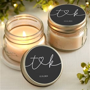 Drawn Together By Love Personalized Wedding Mason Jar Candle Favors - #32399