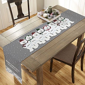 Polar Bear Family Personalized Christmas Table Runner - 16x96