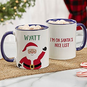 Santa Character Personalized Christmas Mug 11oz Blue