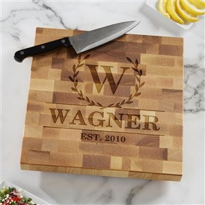 Laurel Wreath Personalized 12x12 Butcher Block Cutting Board