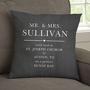 Moody Chic Personalized Wedding 14x14 Throw Pillow