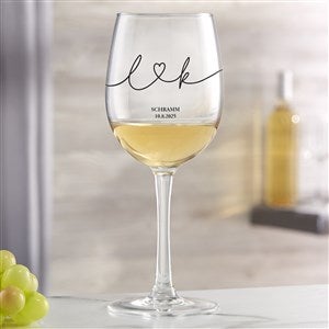 Drawn Together By Love Personalized 12oz White Wine Glass