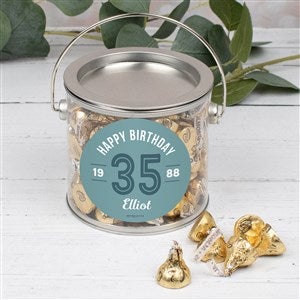 Modern Birthday For Him Personalized Silver Pail with Gold Kisses