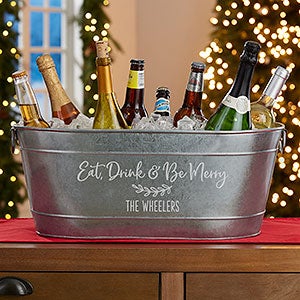 Eat, Drink & Be Merry Personalized Galvanized Beverage Tub