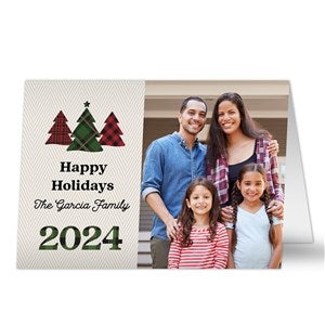 Plaids & Prints Personalized Photo Christmas Card - Premium - Set of 15