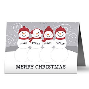 Snowman Family Personalized Christmas Card - Signature - Set of 15