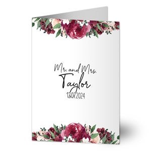 Wine Colorful Floral Personalized Wedding Greeting Card Signature