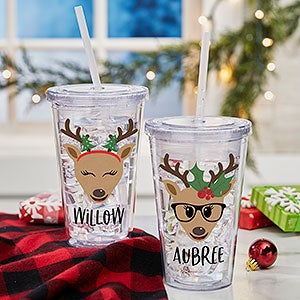 Build Your Own Reindeer Personalized Acrylic Insulated Tumbler for Girls