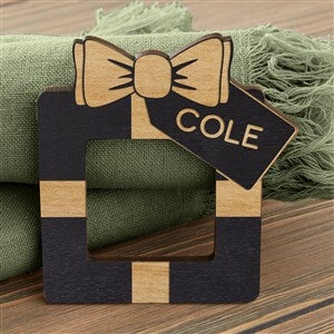 Personalized Wooden Christmas Napkin Rings - Black Stain
