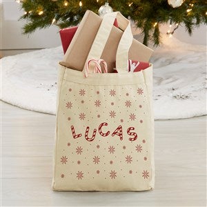 Candy Cane Lane Personalized Canvas Tote Bag - 14x10