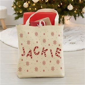 Candy Cane Lane Personalized Canvas Tote Bag - 20x15