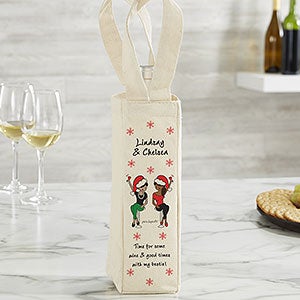Christmas Best Friends philoSophie's Personalized Wine Tote Bag