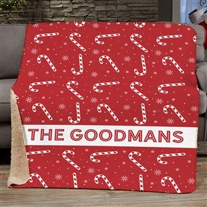 Candy Cane Lane Personalized 50x60 Sherpa Blanket