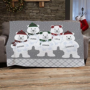 Polar Bear Family Personalized 50x60 Plush Fleece Blanket