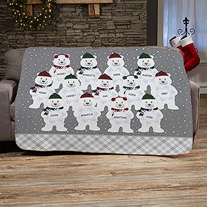 Polar Bear Family Personalized 50x60 Sherpa Blanket
