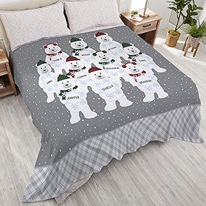Polar Bear Family Personalized 108x90 Plush King Fleece Blanket