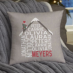 Christmas Family House Personalized 14x14 Throw Pillow
