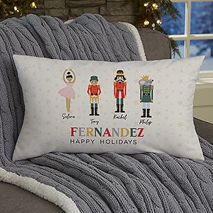 Sugarplum & Nutcracker Personalized Christmas Lumbar Velvet Throw Pillow