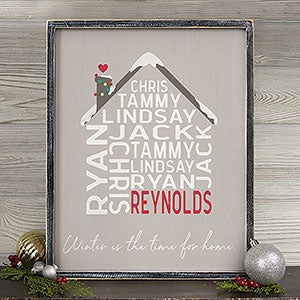 Christmas Family House Personalized Blackwashed Frame Wall Art - 14x18