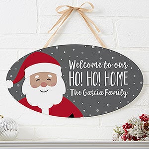 Ho! Ho! Home Santa Personalized Oval Wood Christmas Sign