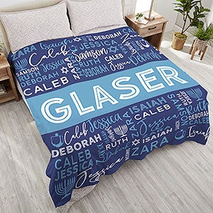 Hanukkah Personalized 90x90 Plush Queen Fleece Blanket