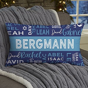 Hanukkah Personalized Lumbar Velvet Throw Pillow