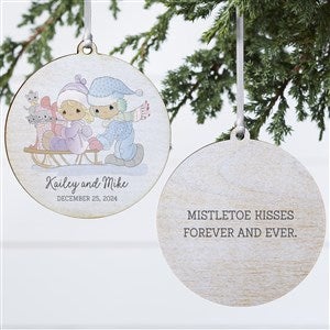 Precious Moments Sledding Couple Ornament - 2 Sided Wood
