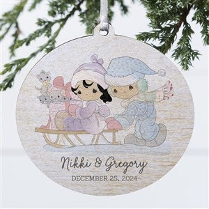 Precious Moments Sledding Couple Ornament - 1 Sided Wood