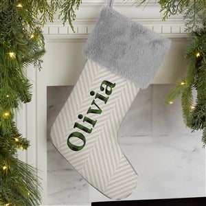 Plaid & Prints Personalized Grey Faux Fur Christmas Stocking
