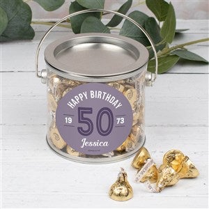 Modern Birthday For Her Personalized Silver Pail with Gold Kisses