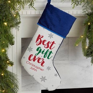Best Gift Ever Personalized Blue Christmas Stocking